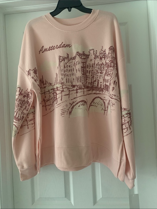 Flourish Tops - Amsterdam Skyline Crewneck Sweatshirt - Soft Pink